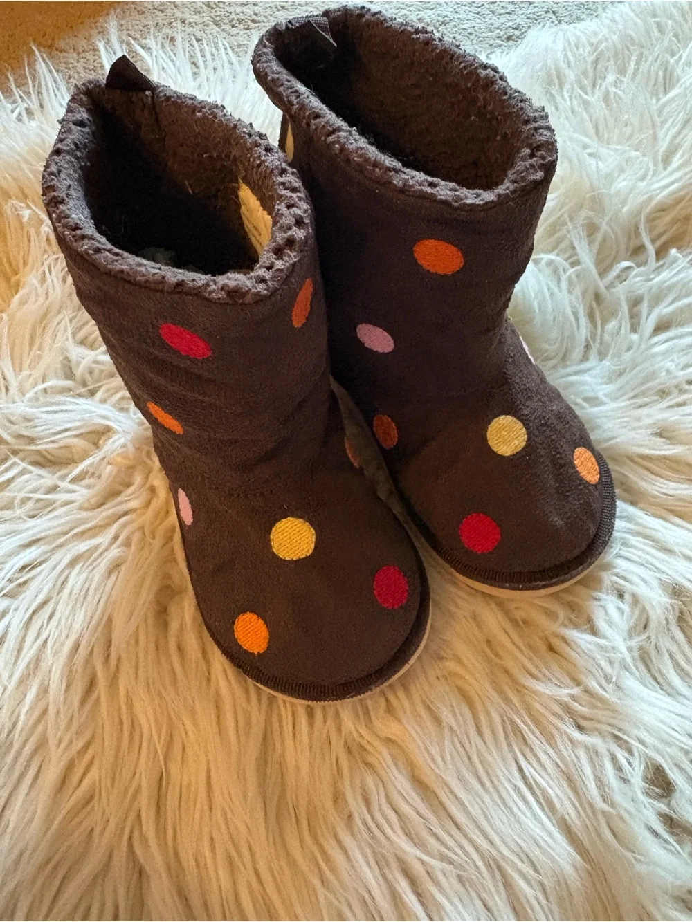 Gymboree Fall For Monkeys Sz 5 Toddler Brown Polka Dot Fall Boots 12-18 mths